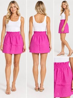 J.Crew Pink 100% Linen Paperbag Waist Mini Skirt Size 4